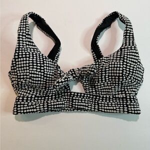 Aerie Black and White Knotted Bikini Top